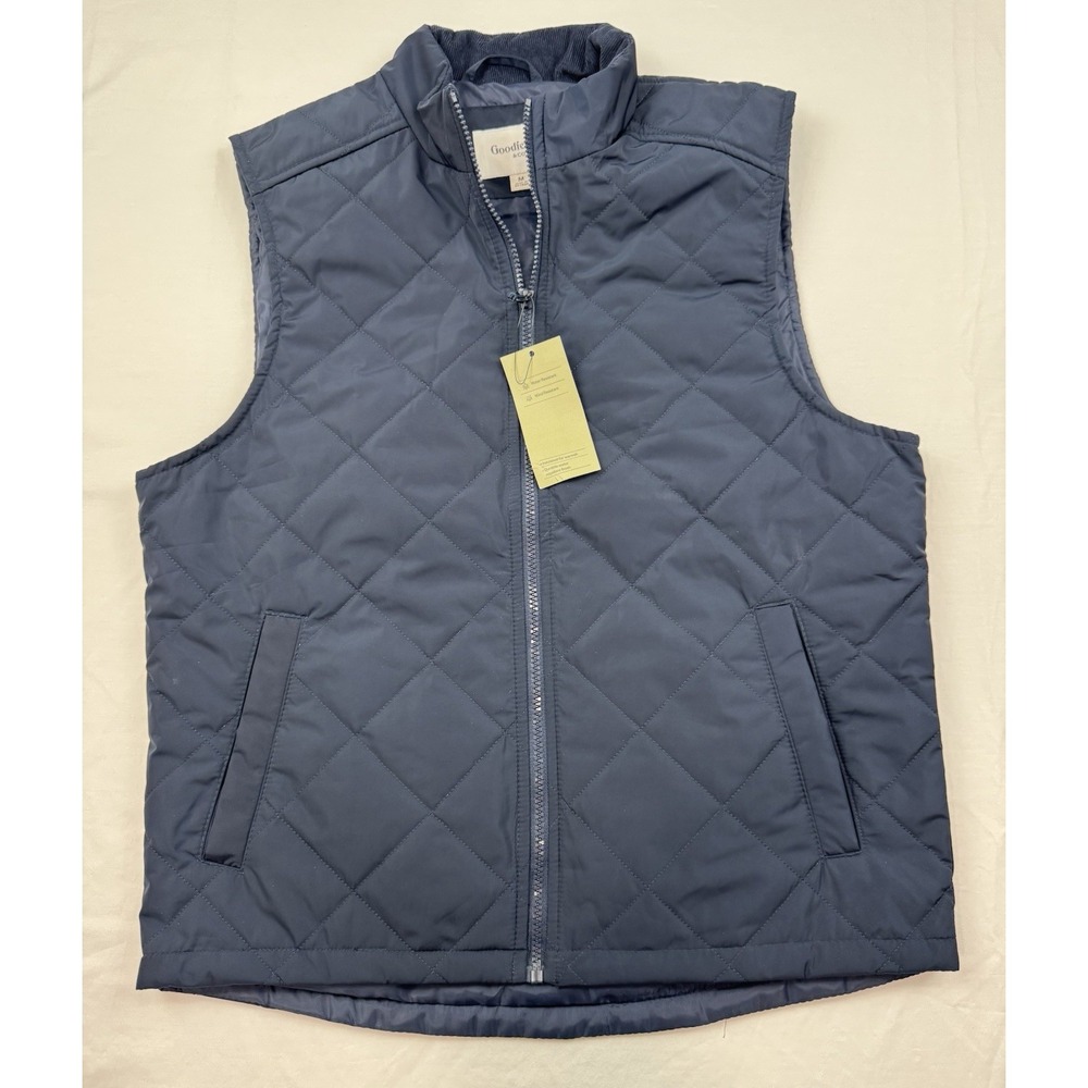 Goodfellow & Co Men's Sz M Quilted Puffer Vest Navy Full Zip NWT Lightweight